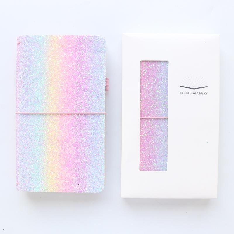 

Domikee creative Sequin design leather notebooks and journals,cute school student traveler journals notebooks stationery gift