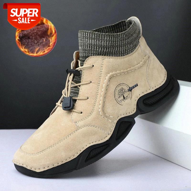 

Quality Men Shoes Casual Leather High-top Sneaker For Mans Outdoor Breathable Male Vintage Street Boots Plus Size 38-46 #E073