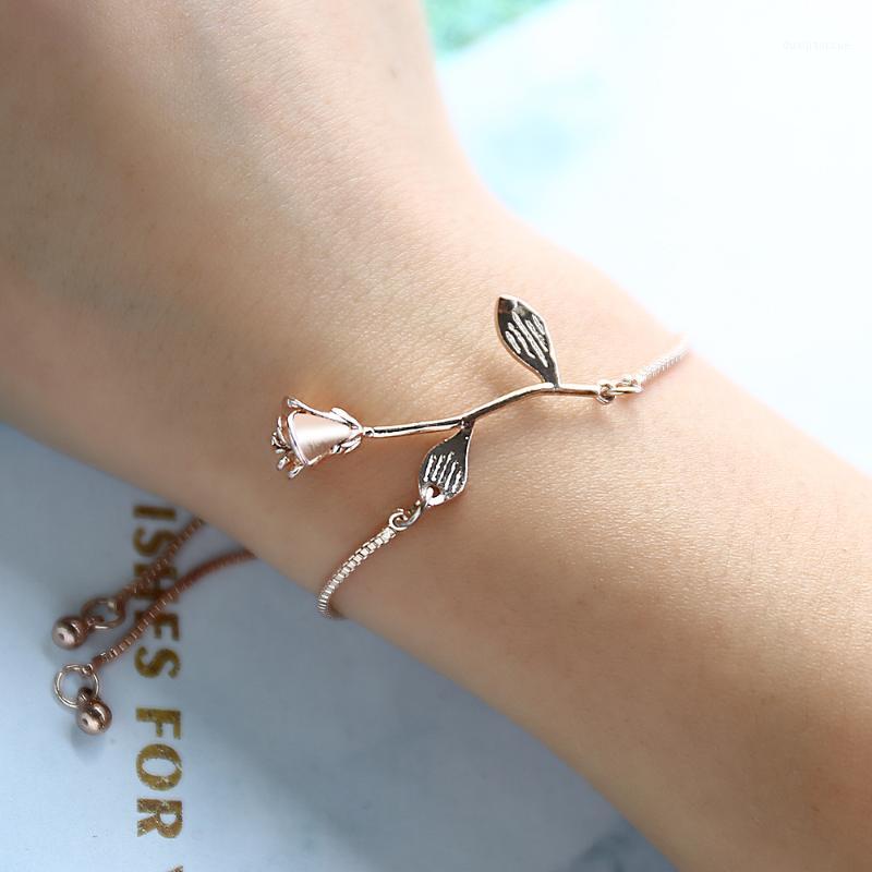 

2019 Rose Bracelet Simple Charms Flower Alloy Bracelets Bangles Red Rose Accessories Design for Sophisticated Women Jewelry Gift1