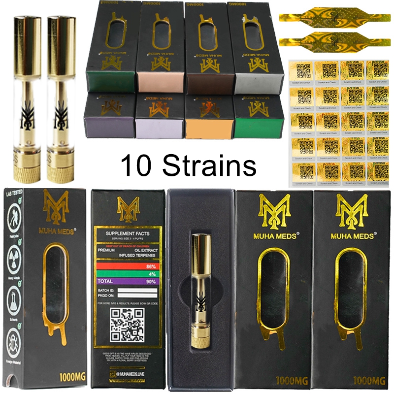 

Muha Meds Cartridge Packaging Live Resin Vape Carts 510 Thread Battery 0.8ML Cartridges Gold Tank Thick Oil Ceramic Coil Empty Atomizer