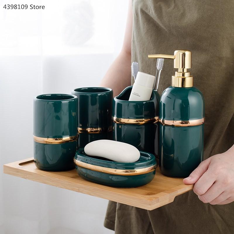 

European-style bathroom set five-piece ceramic bathroom supplies six-piece toothbrush holder wedding toiletries