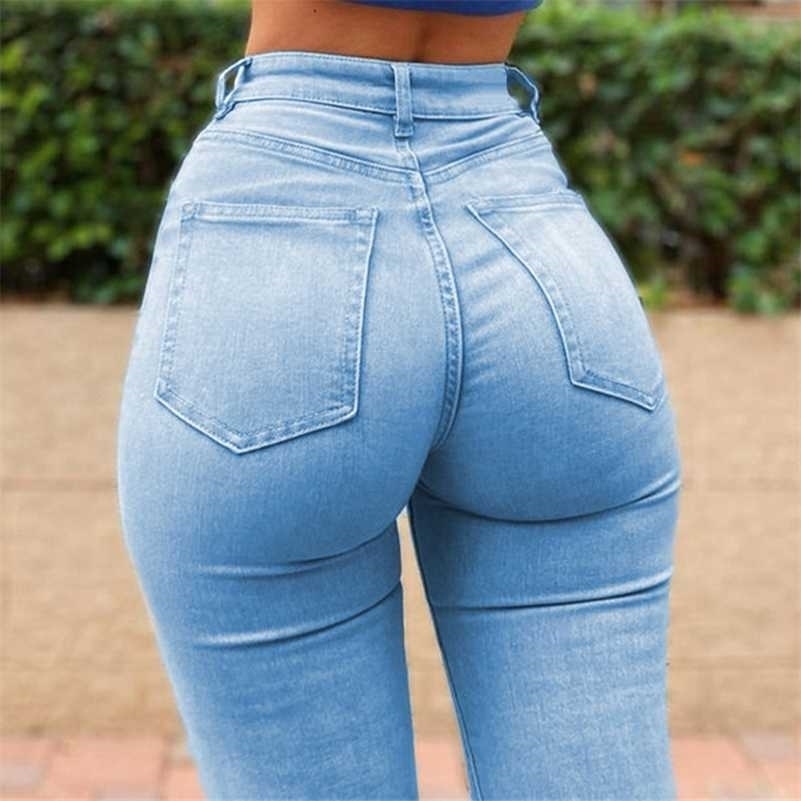 

Sexy Skinny Jeans Women High-waisted Butt-lifting Long Retro Fashion Street Leggings Stretch Oversized S-6XL 220110, Black