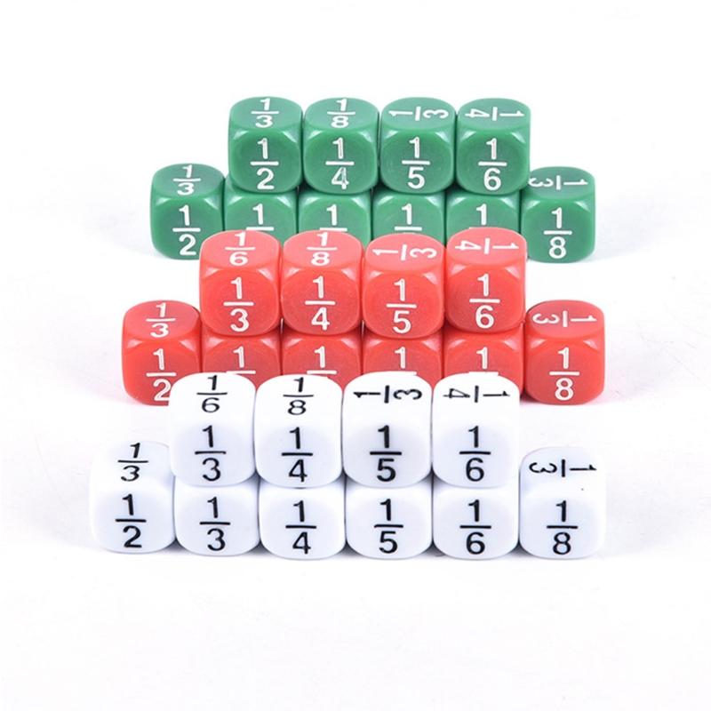 

10pcs Fractional Dice 16mm Acrylic Dice Number Educational Kids Math Toys for Children Party Board Games