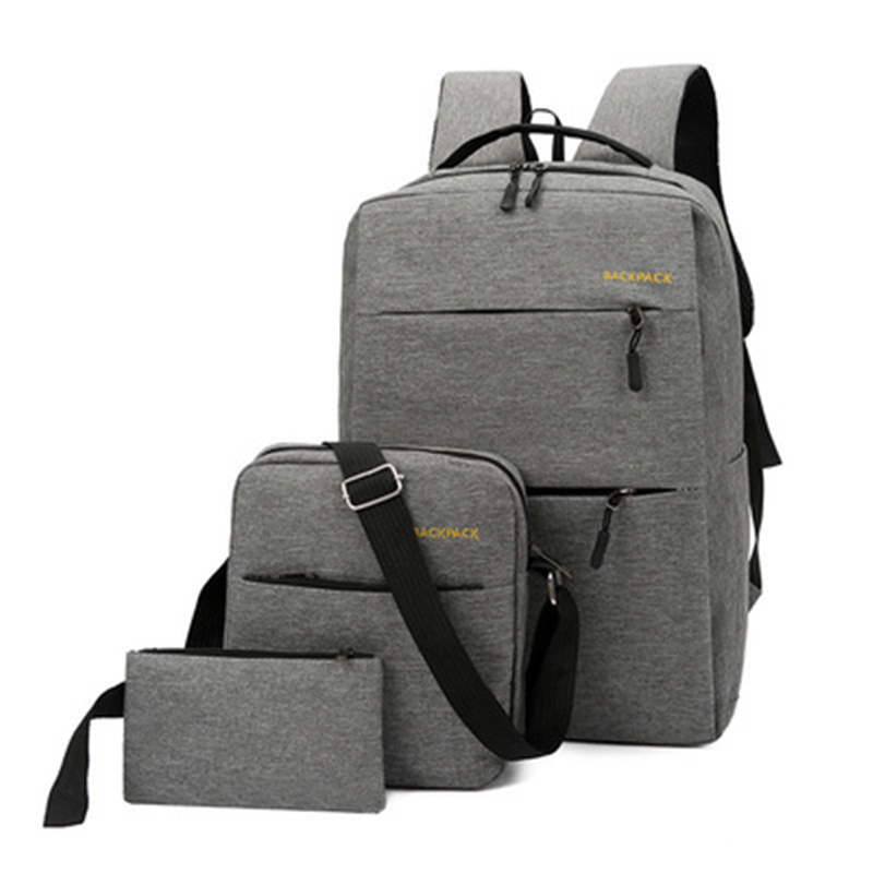

3Pcs/Set USB Charging Large Capacity Oxford Backpack 17-Inch Laptop Bags Unisex Men Business Travel Casual School Bag Rucksack J0001, Grey