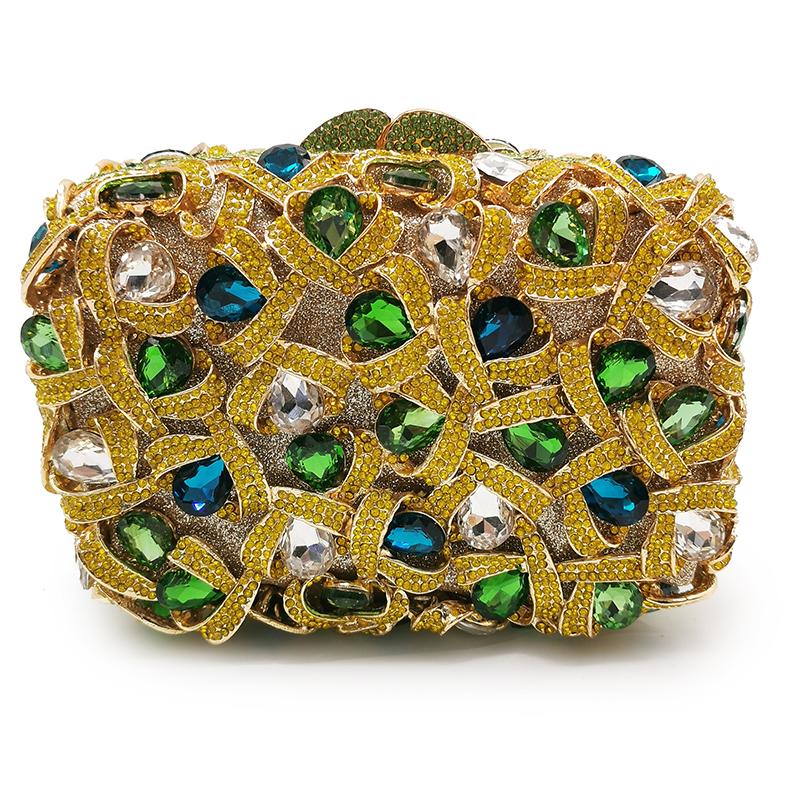 

Multi-Colored Large Gremstone Clutch Yellow Crystal Evening Bags Fashion Rhinestone Diamond Party Purse Mini Dinner Clutches