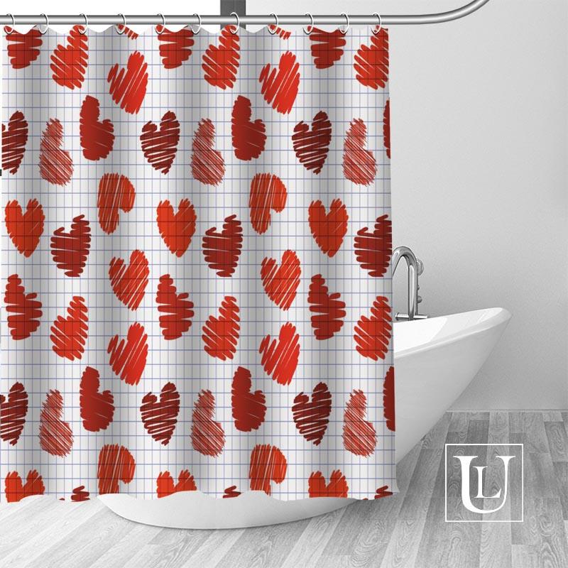 

Custom Love heart Shower Curtain MORE SIZE Waterproof Fabric Shower Curtain for Bathroom Decor Dropshipping Valentine's day gift
