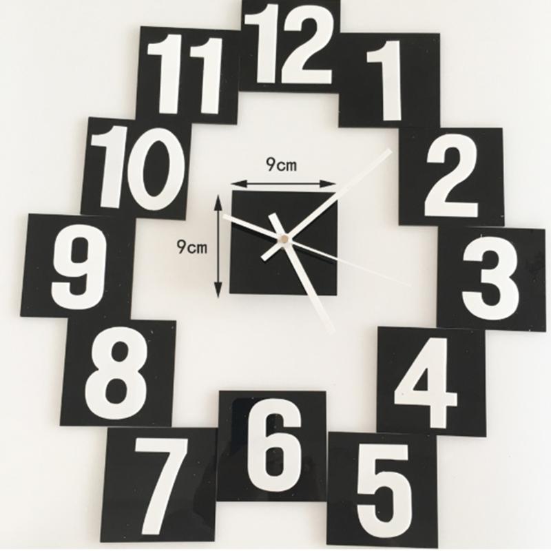 

Creative Wall Sticker Clock Digital Block Combination Fashion Wall Sticker DIY Removable Clock Home Decoration Plaster