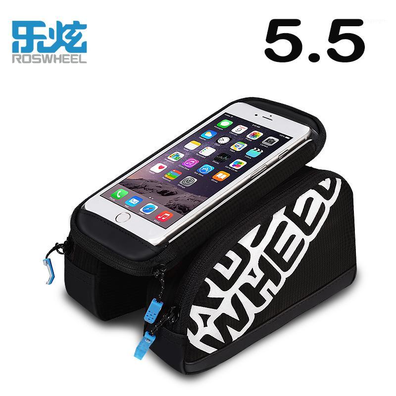 

ROSWHEEL Tube Bag Front Bicycle Phone Holder Bags For 5.7" Cell Phone Bike Bags Folding Cycling Front Frame1, Red