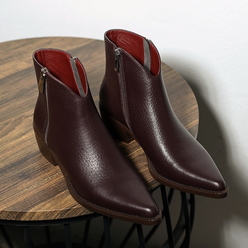 

2020 Ankle Genuine for Women of Quality Autumn High Heels Lady Shoes Handcrafted Leather Western Boots Ny70, Black