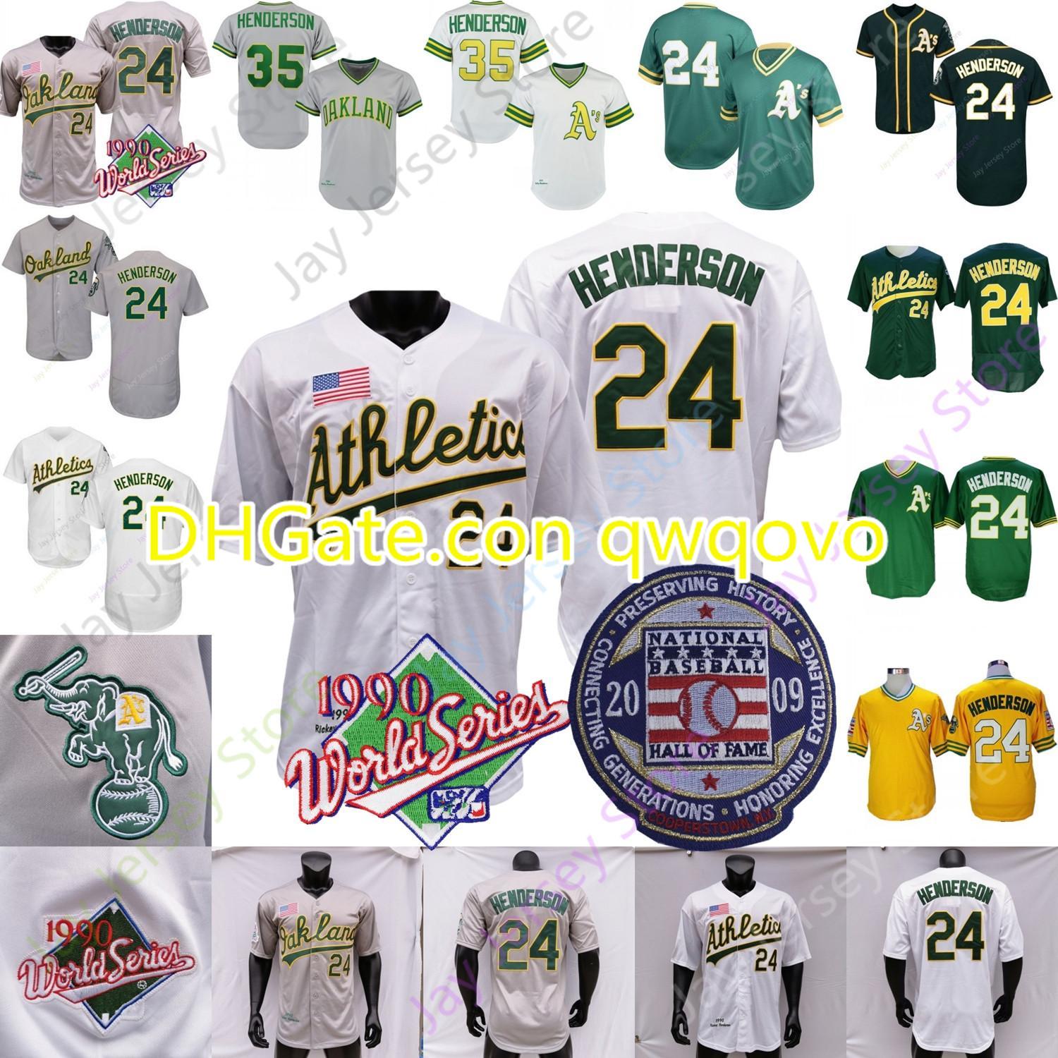 

Rickey Henderson Jersey 1990 WS Baseball Hall Of Fame Patch 35 Home Away Grey Black Pullover Button All Stitched, Blue;black