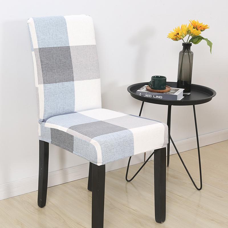 

Simple Check Pattern Dining Chair Cover Anti-dirty Dustproof Hotel Office Computer Seat Case Elastic Chair Slipcover 20 Colors