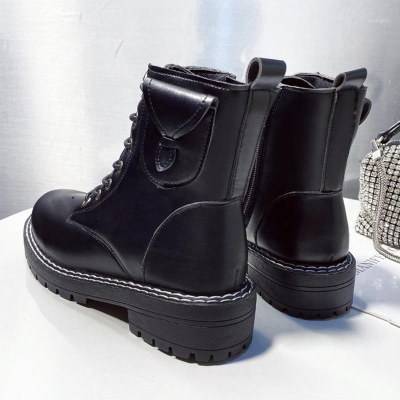 

Women Ankle Boots Square Heel PU Leather Zipper Sewing Women's Shoes Ladies Non-Slip Boots Female Platform Solid New 2020 Hot1, Black