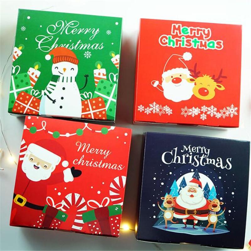 

10Pcs Christmas Gifts Box Sweets Packaging Cookie Paper Boxes Santa Claus Decoration Wrapping Candy Box For Kids Party Wedding