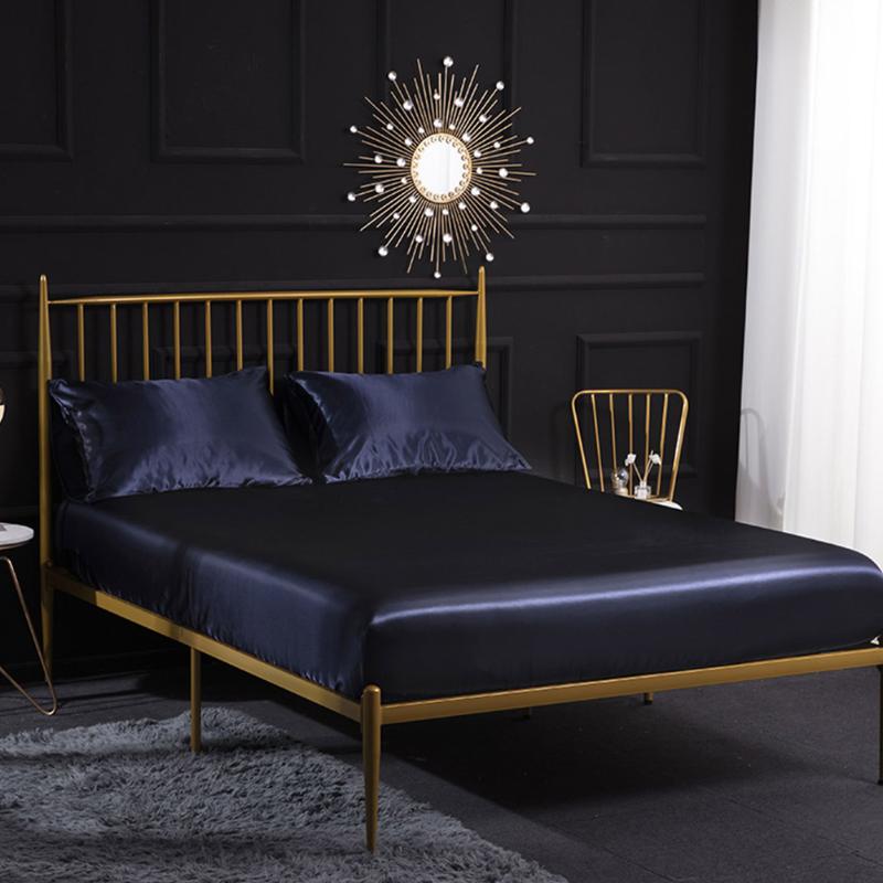 

4pcs Silky Smooth Solid Fitted Cover Home Wrinkle Free Hotel Polyester Deep Pocket Satin Sheets Set With Pillowcase Comfortable, White