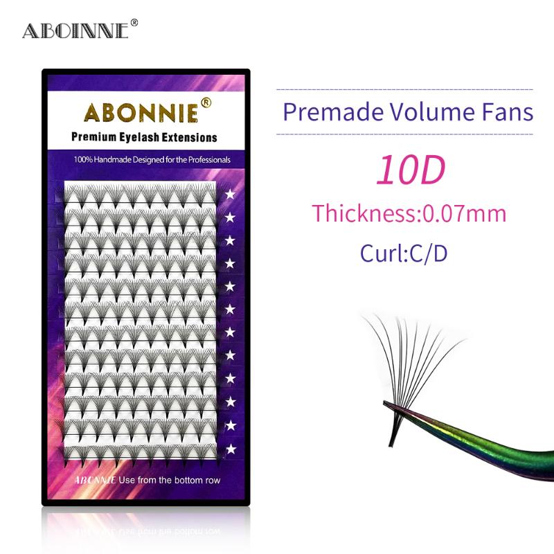 

Abonnie Thin Pointy Base 10D Premade Russian Volume Lashes Fans Sharp Stem Faux Mink Premade Eyelash Extensions Cilia