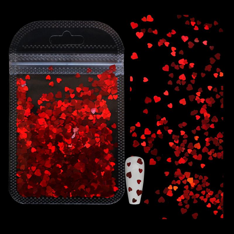 

Holographic Sweet Love Heart Nail Glitter Flakes 3D Shining Mixed Size Sequins For Nail Art Paillette Manicure DIY Decorations