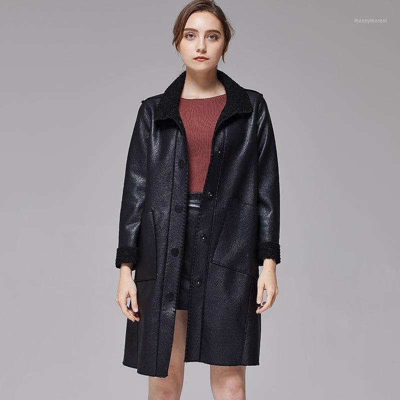 

Women's Leather Jacket 2020 New Fashion Plus Velvet -5XL Plus Size Female PU Leather Jacket Winter Coats High Quality1, Black