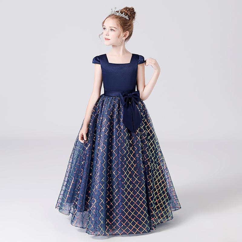 

Girls Formal Birthday Party Dresses For Kids Girl Navy Glitter Bling Bling Sequins Puffy Tulle Junior Bridesmaid Dresses Sparkly, Black