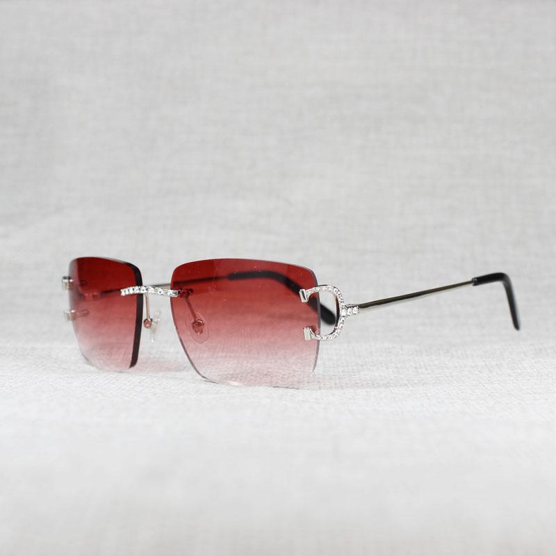 

Sunglasses Vintage Rhinestone Rimless Men Oval Stone C Wire Eyeglasses Metal Frame Square Shades Women For Summer Club Eyewear