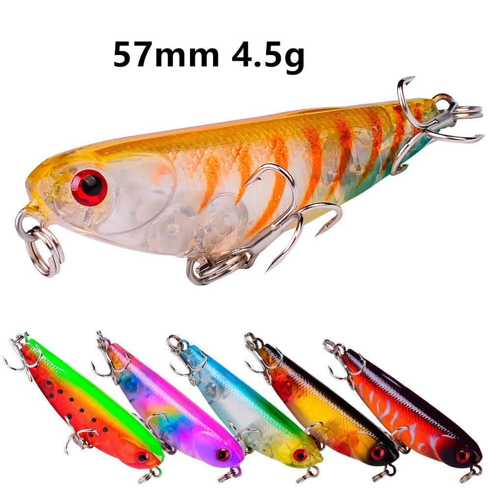 

6 Color 57 mm 4.5 g Pencil Hard Baits & Lures Fishing Hooks 10# Hook Pesca Fishing Tackle LW-191