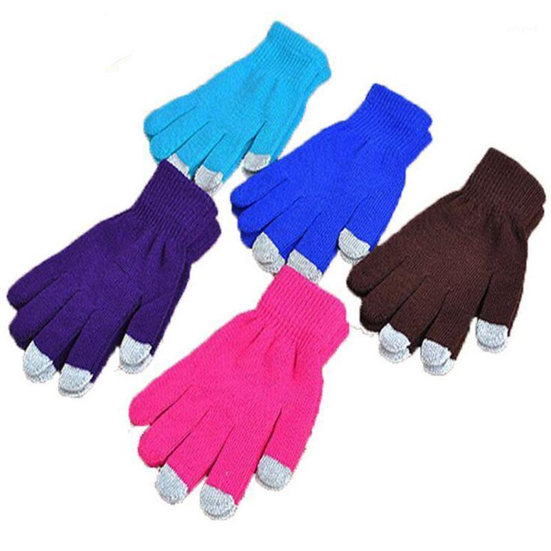 

Five Fingers Gloves 1 Pair Winter Touch Screen Women Men Warm Stretch Knit Mittens Finger Female Crochet Girl Thicken Soft Gloves1