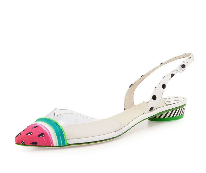 

Pointed Watermelon Woman to Square Toe, Low Ankle, Sandals, Ladies Vacation, You Buckle, Slingshot Strap, Shoes. Gfdm, Network