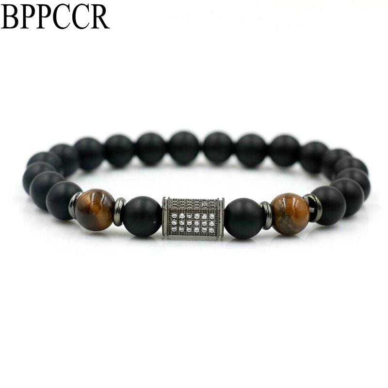 

BPPCCR Classical Anil Arjandas Lucky Charm Men Bracelet Tiger Eye Stone Micro Pave Zircon Cuboid Couples Bracelets Hombre