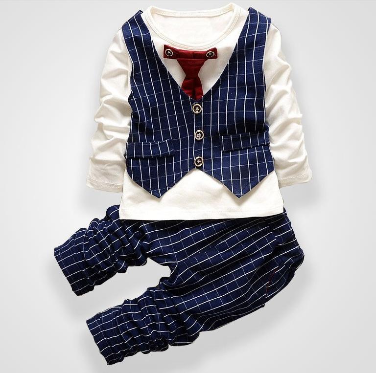 

Fashion Party Wedding Baby Boys Girls Children's Tie Dress Stripe Tops + Plaid Pants Christmas Clothing Sets 0-3 Sport Suit, Red