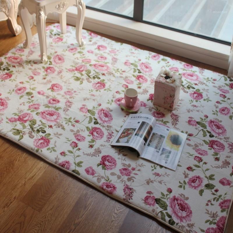 

Romantic Floral Room Floor Mats,Sweet Rose Print Carpets For Living Room Modern, Shabby Style Flower Rug Decorative1, 0000