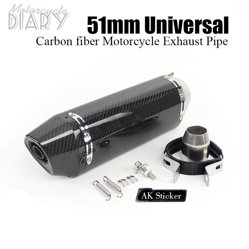 

51mm Universal Motorcycle Exhaust Pipe Carbon fiber Escape moto Motorbike Muffler DB Killer Removable Akrep AK For MT091