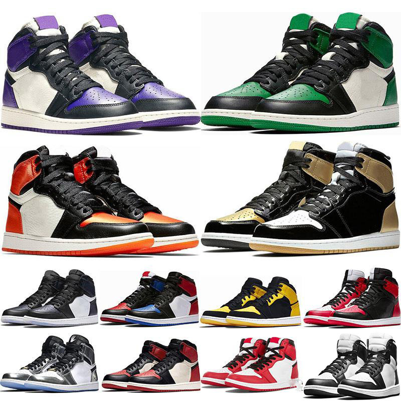 

Discount Mens 1s top Pine Green Court Purple Chicago OG 1 Game Royal Blue shoes Backboard sports sneaker trainers size 5.5-13, Game royal with black mark