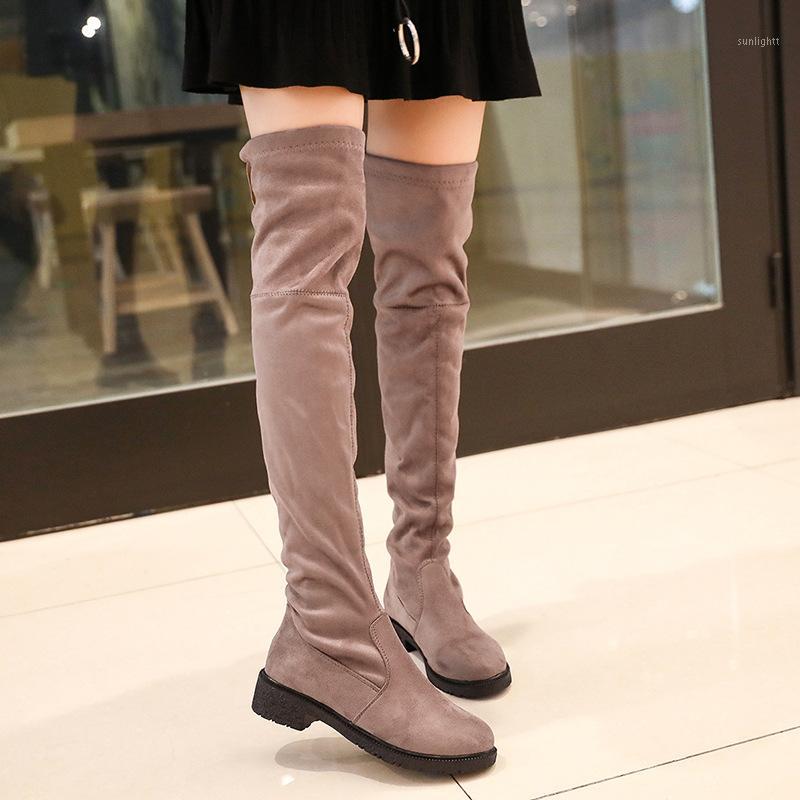 

Slip-On Low Square Heel Platform Long Boots for Women PU Casual Over-the-Knee Autumn Winter Boots Round Toe Fashion Shoes1, Yellow