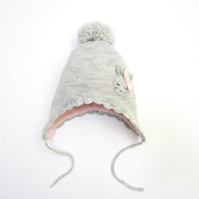 

New baby hat gray girl knit hat beanie children autumn and winter 0-2 years old girl children's knitted1