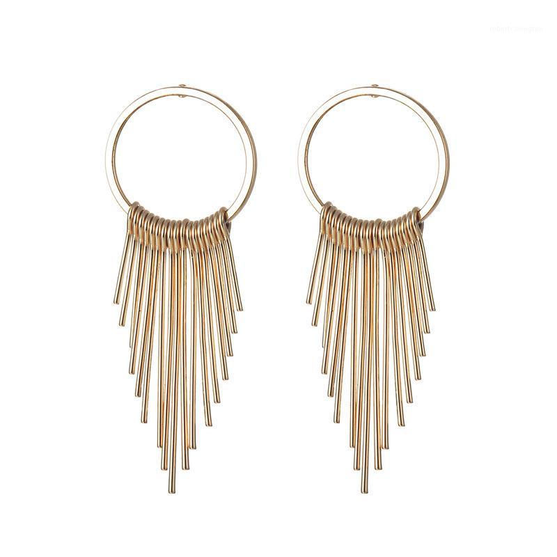 

Dangle & Chandelier Gold Retro Tassel Alloy Earrings Women Round Circle Hip Hop Silver Lady Party Earrings1