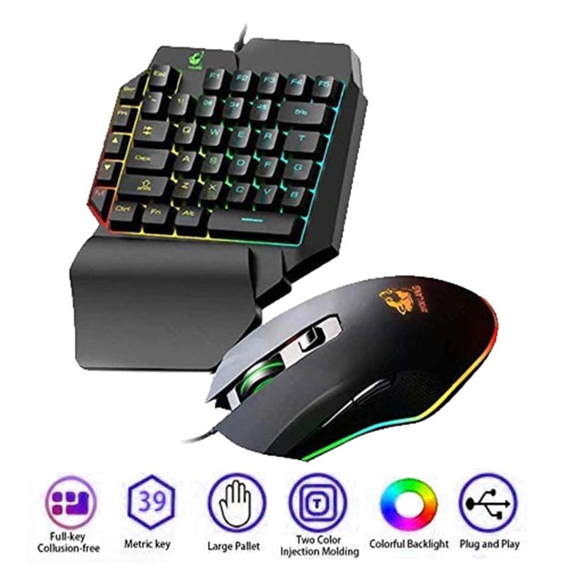 

V1 2400DPI USB Game Mouse Keyboard Set Mini Mini Wired Keyboards Mice Suitable For Laptop Computer Colorful Gaming Mouse