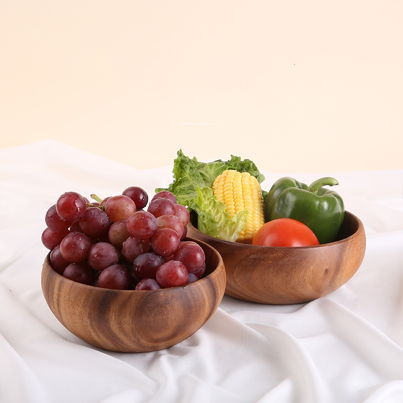 

2021 New Salad Bowls Pan Candy Fruit Dishes Plate Storage Saucer Dessert Dinner Bread Wood Rice Bowl 1zc0