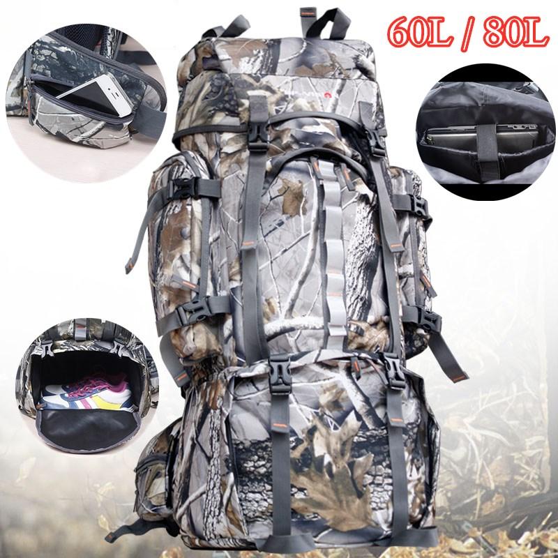 

Hiking Backpack 60L 80L Large Capacity Bionic Camo Tactical Bag Outdoor Waterproof Climbing Camping Travel Sports Bags