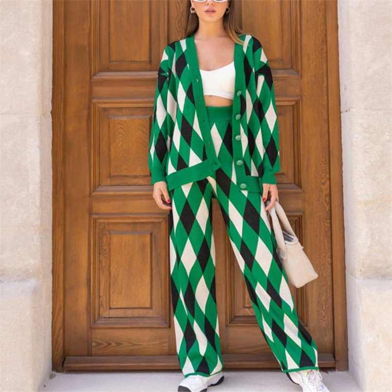 Knitted Solid Women Cardigans Sets Turtleneck Sleeveless Pullovers With Loose Pants Suit Winter Elegant Ladies Set 3 Pieces 211221