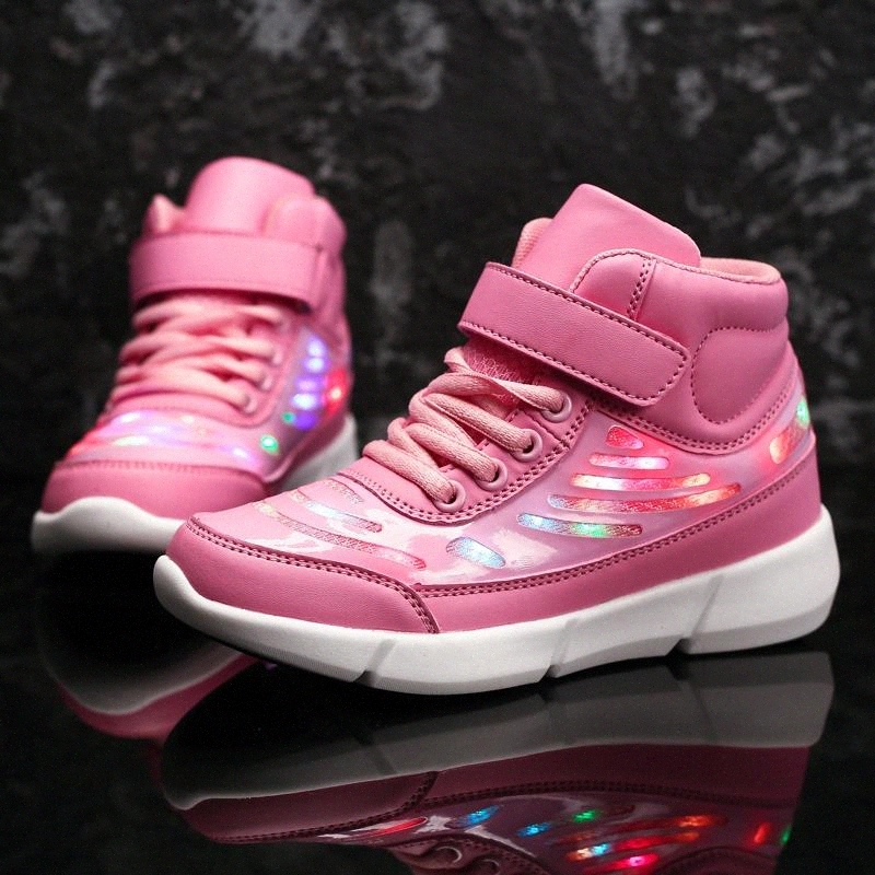 

Warm like home Pink New 25-37 USB Charger Glowing Sneakers Led Children Lighting Shoes Boys Girls illuminated Luminous Sneaker #VK6o