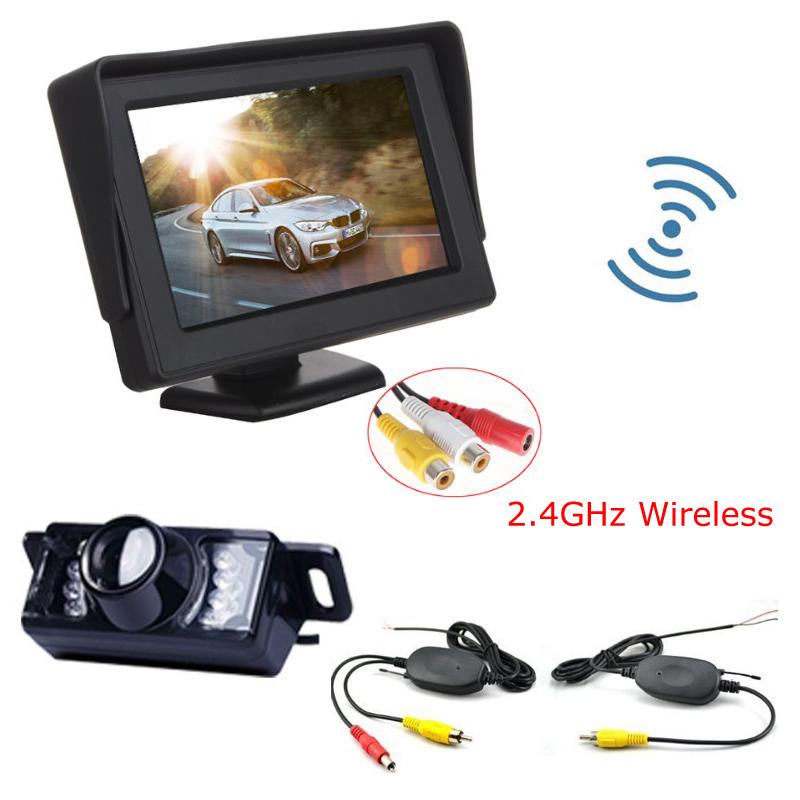 

ANSHILONG 3 in 1 Wireless Parking Camera Monitor Video System, DC 12V Car Monitor With Rear View Camera + Wireless Kit