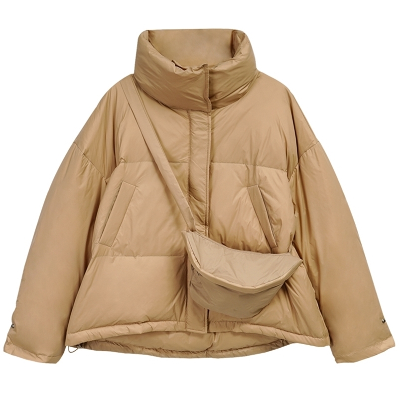 

Fitaylor Winter Women Coat White Duck Down Parkas Short Khaki Puffer Jacket Warm Overcoat 201214