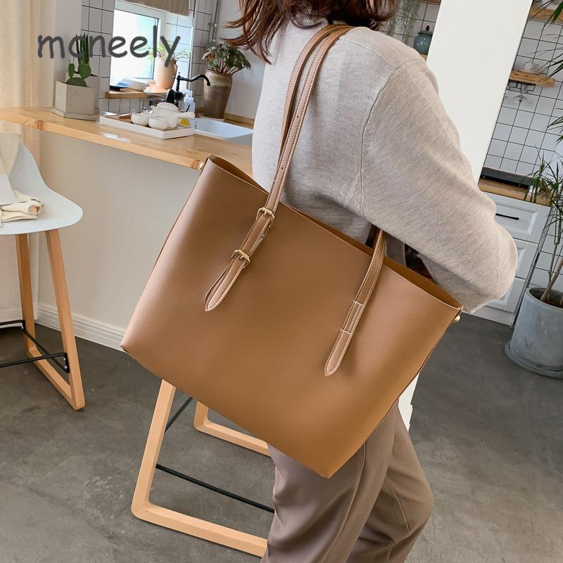 

New Fashion Mother and Son Bag Solid Color Leisure Women's Single Shoulder Bag City Simple Portable Daily Shopping, As picture
