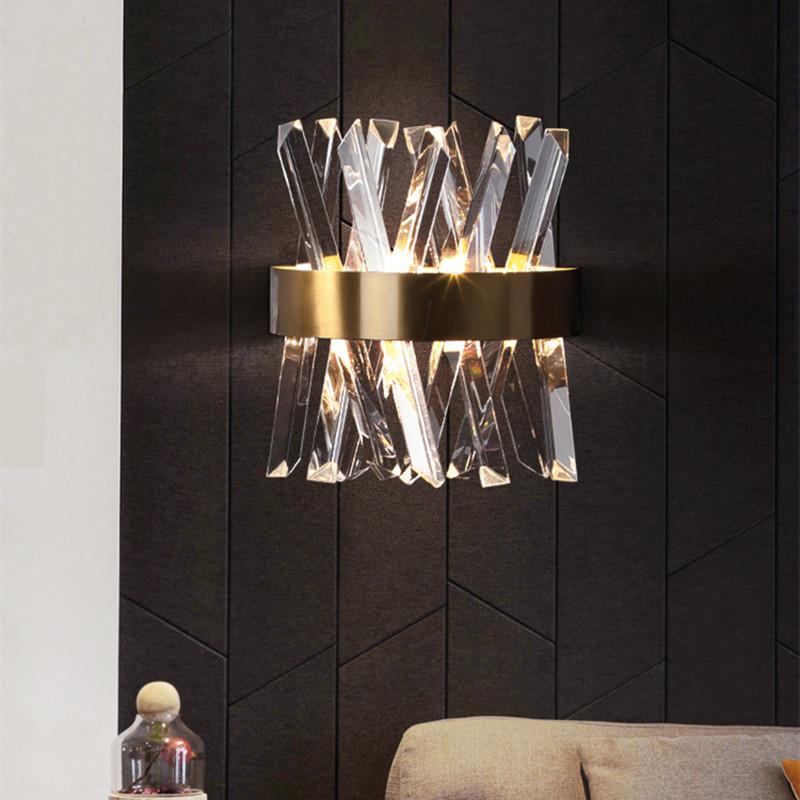 

Modern crystal wall light Bedroom Decor Simple Living Room Home LED nordic sconce Gold bed side wall lamp