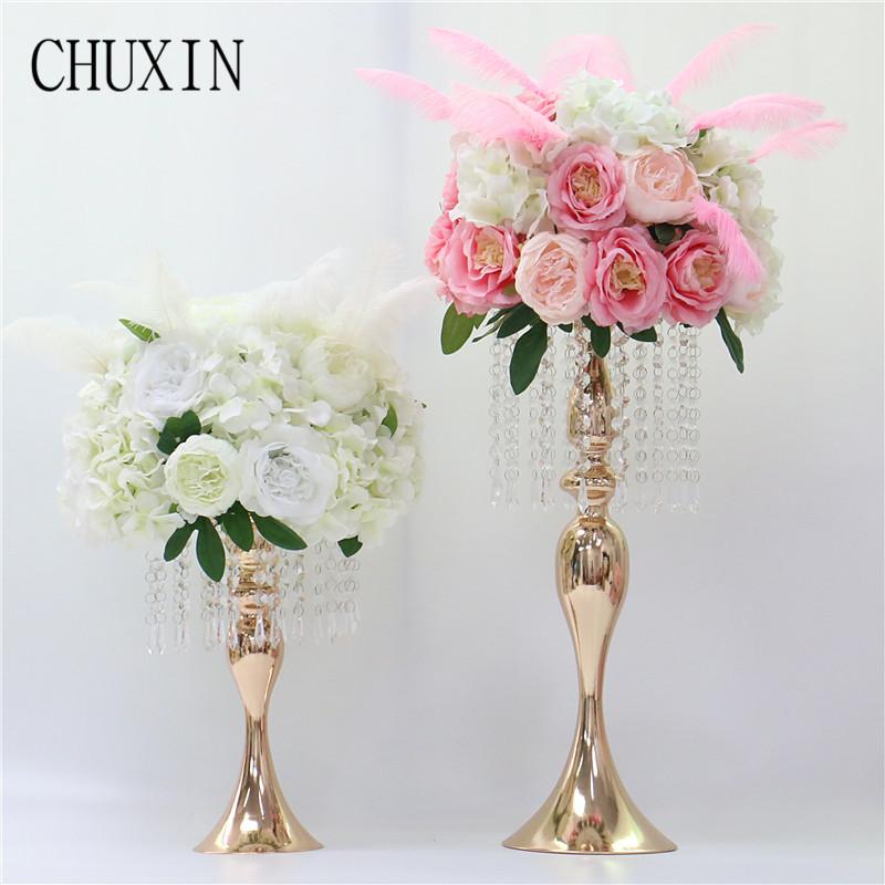 

New simulation flower mixed rose peony feather fake flower ball home decoration wedding sign-in desk table road guide decoration, White
