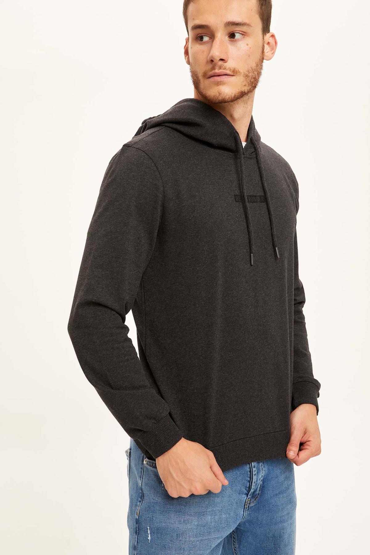 

Autumn Man Sports Wear Zipper Hooded Sports Sweatshirt Sporty Look Aesthetic Warm Casual New Season, Anthracite