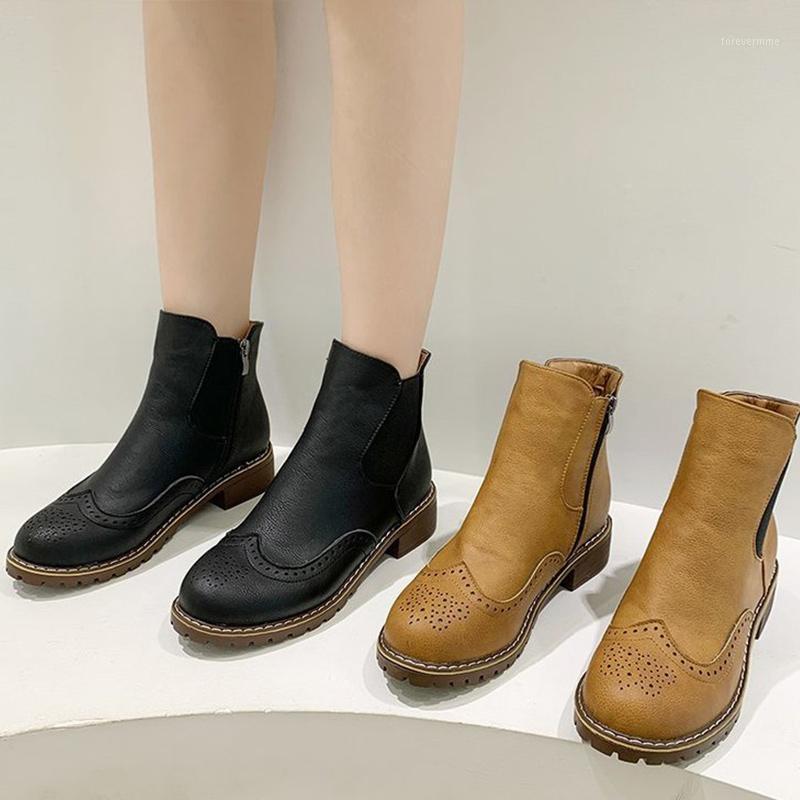 

MCCKLE Women Ankle Boots Ladies Shoes Autumn Pumps Zipper PU Leather Fashion Chunky Heels Sewing Footwear Comfort Shoe New1, Black