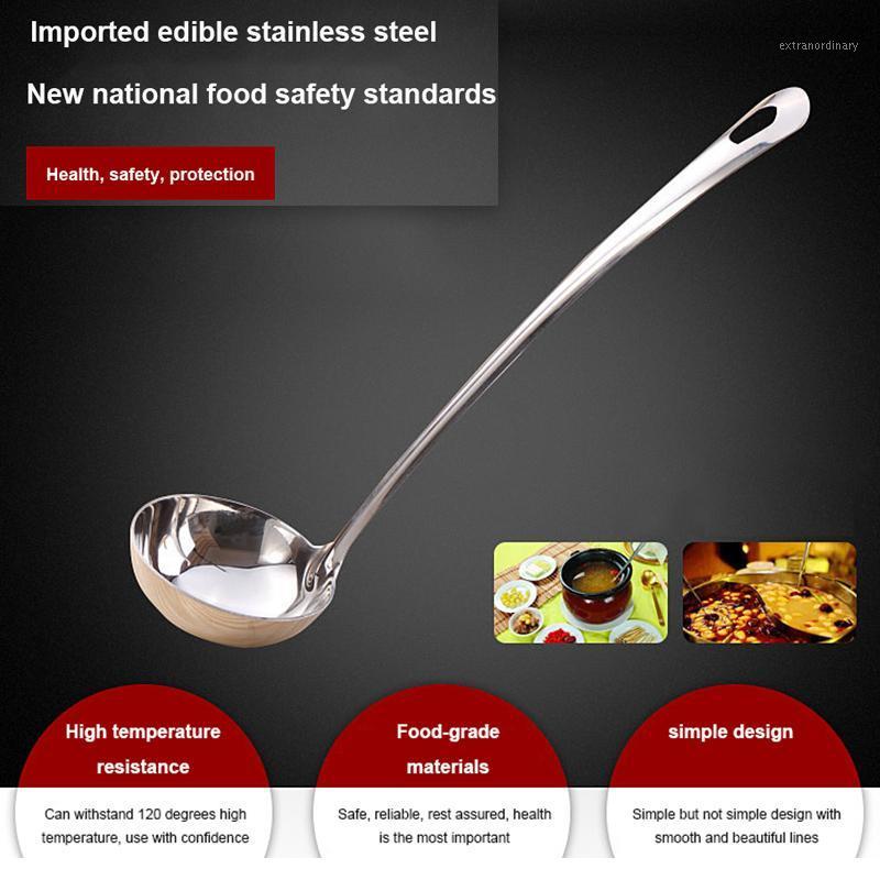 

Thick stainless steel Ladle Spoon long handle round rice spoon kitchen cookware hot pot Cooking Tools1