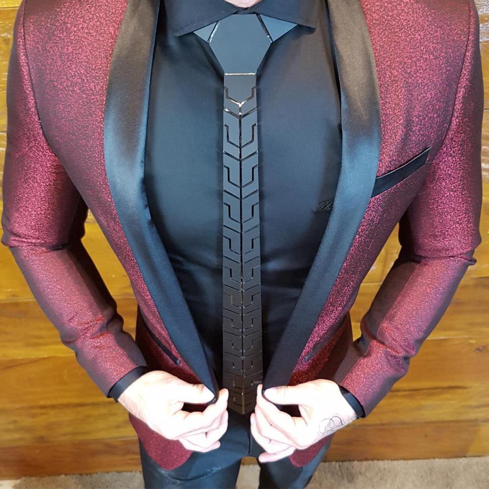 

New black arrival acrylic plexiglass fashion thin plaid tie of men's women all combined accessory business party