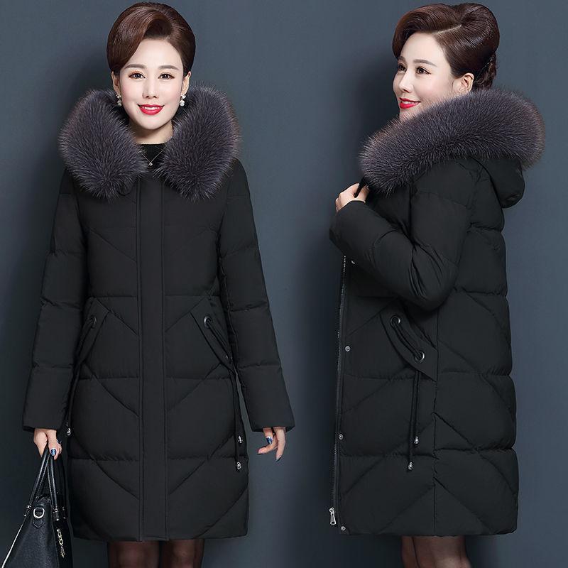 

New 2020 Women's Winter Jacket Mid-length thick plus size fur collar jacket winter fashion Women's parka TYJTJY, Black