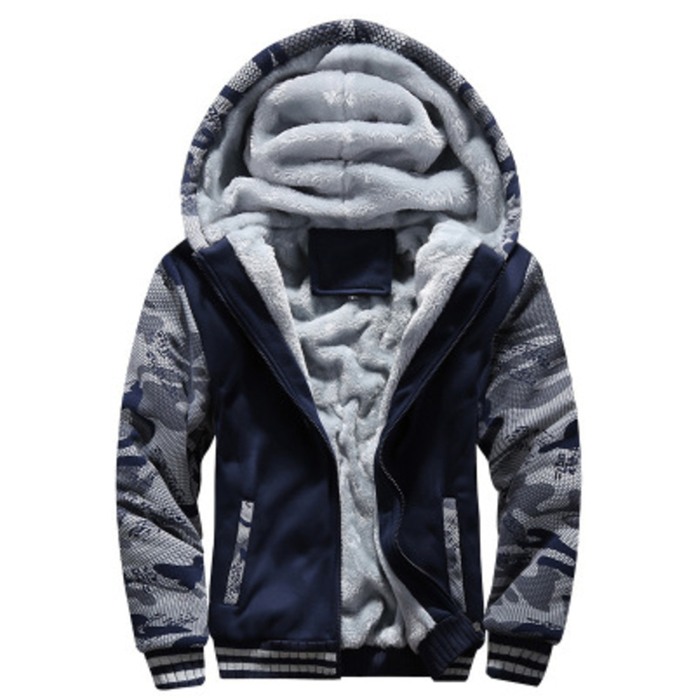 

Men's Jackets Winter Zipper Thicken Fleece Men Hooded Hoodies Sweatshirts Outerwear Tops